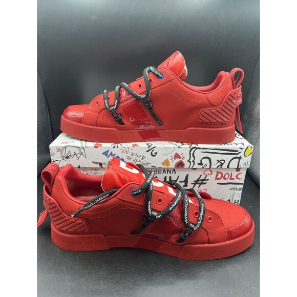Dolce & Gabbana Portofino Calfskin Leather Red Sneakers EUR 45 / US 12 W/BOX main image 11